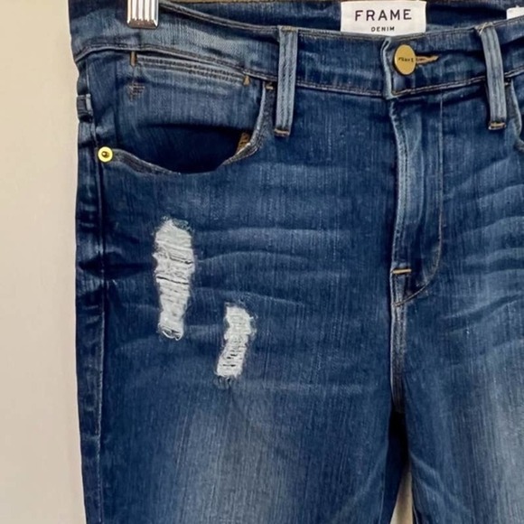 Frame Size 25 Le High Skinny Crop Jeans Arenas Frayed Released Hem - Picture 7 of 13